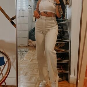 Stylish High-Waisted Cream cargo Pants